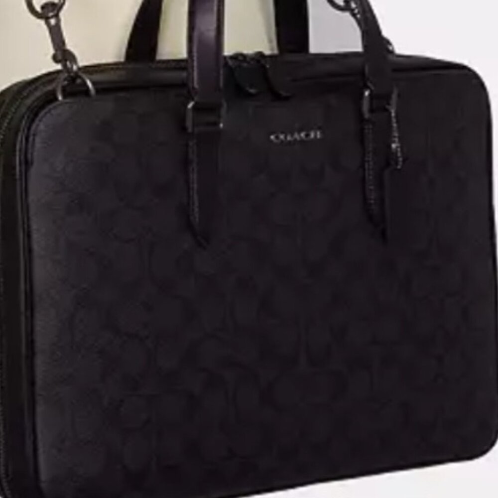 Coach NWT Graham Slim Black Briefcase
